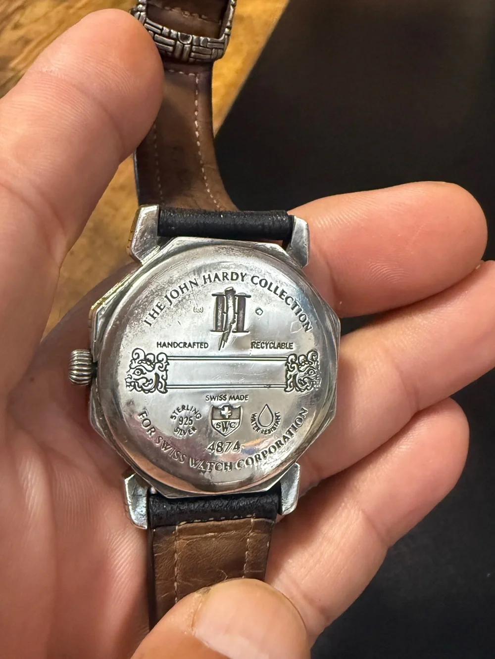 John Hardy Silver Octagonal Dress Watch with Black Croc Strap. Beautiful SILVER